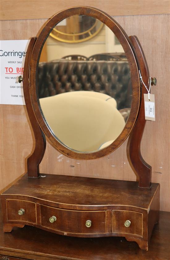 A George III inlaid mahogany serpentine fronted toilet mirror W.41cm